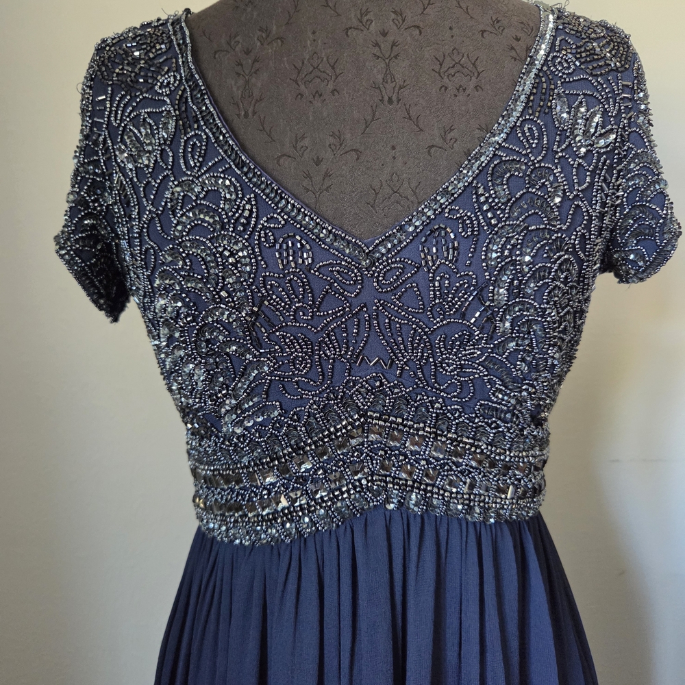 Adrianna Papell Navy Beaded Maxi Dress - Picture 2 of 15